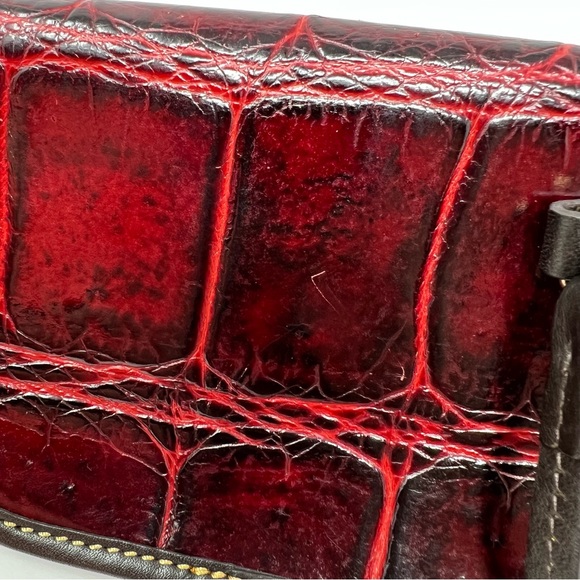 Dooney & Bourke Nile Collection Red Croc Embossed Leather Wristlet - Picture 6 of 8